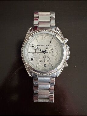 Michael Kors Silver Tone Crystal-Accent Women's Chronograph Watch